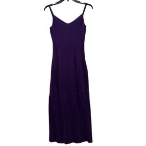 VTG Newport News Knit Long Slip Style Dress Small S Purple Cozy Sexy Cottagecore